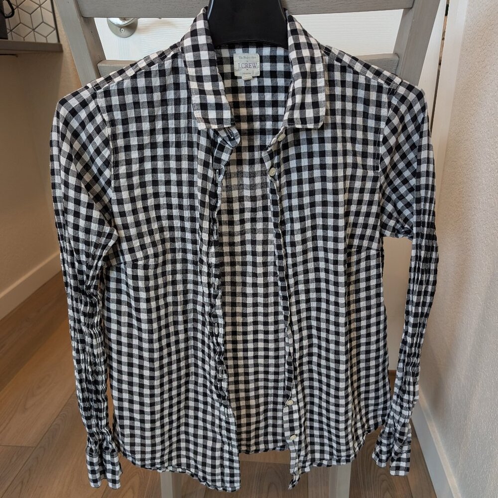 Black and White Checkered Women's Blouse - Size S